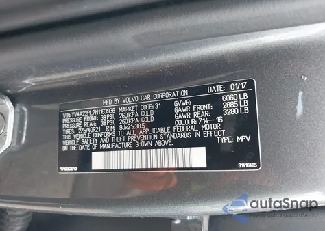 2017 Volvo Xc90 T6 Inscription из США, поврежденный, VIN YV4A22PL7H1163936